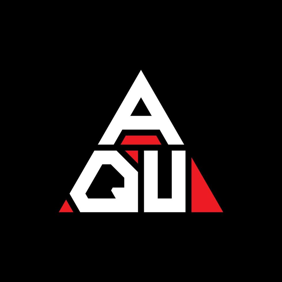 AQU triangle letter logo design with triangle shape. AQU triangle logo design monogram. AQU triangle vector logo template with red color. AQU triangular logo Simple, Elegant, and Luxurious Logo.