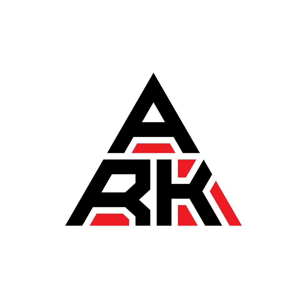 diseño de logotipo de letra de triángulo de arca con forma de triángulo. monograma de diseño del logotipo del triángulo del arca. plantilla de logotipo de vector de triángulo de arca con color rojo. ark logo triangular logo simple, elegante y lujoso.