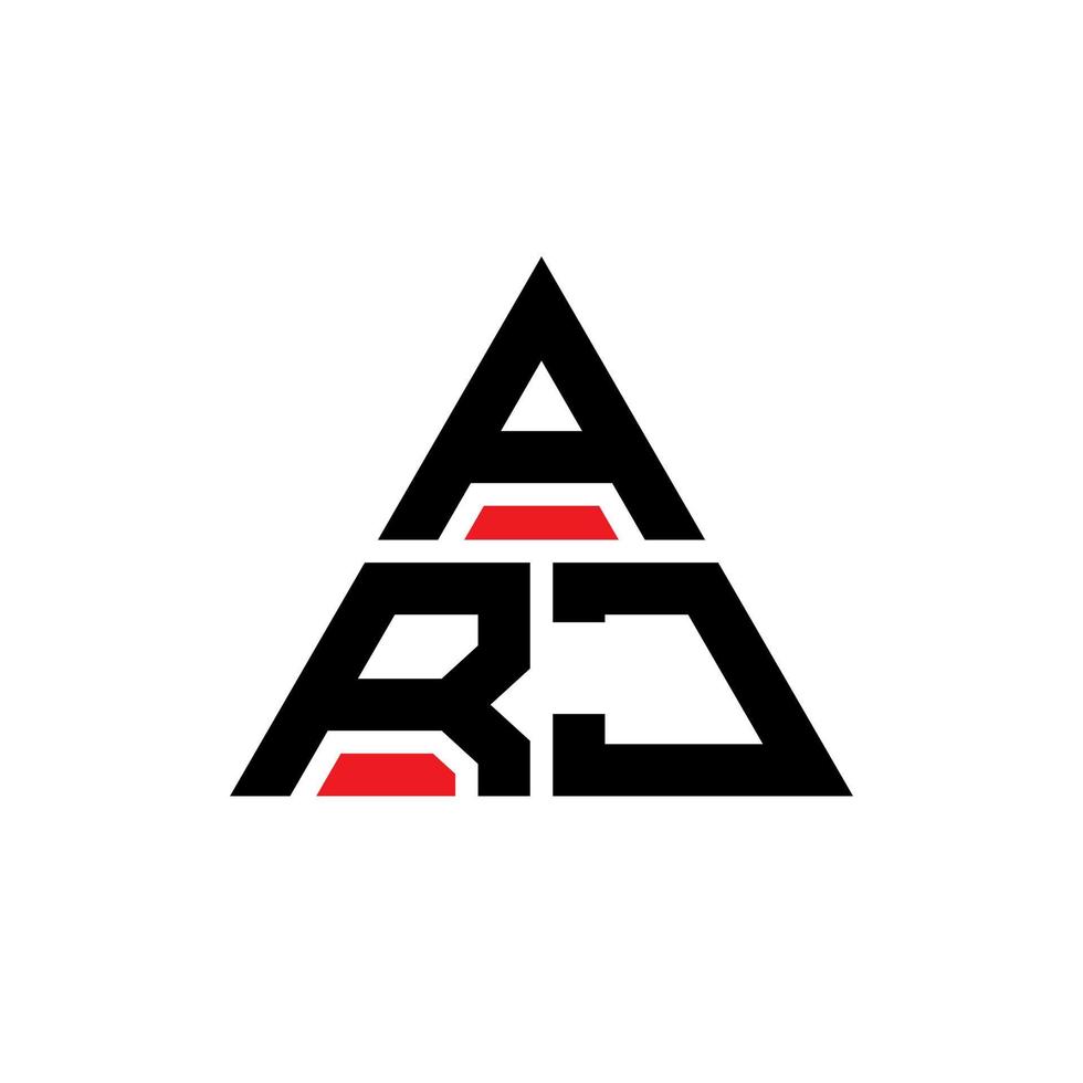 diseño de logotipo de letra triangular arj con forma de triángulo. monograma de diseño del logotipo del triángulo arj. plantilla de logotipo de vector de triángulo arj con color rojo. logotipo triangular arj logotipo simple, elegante y lujoso.