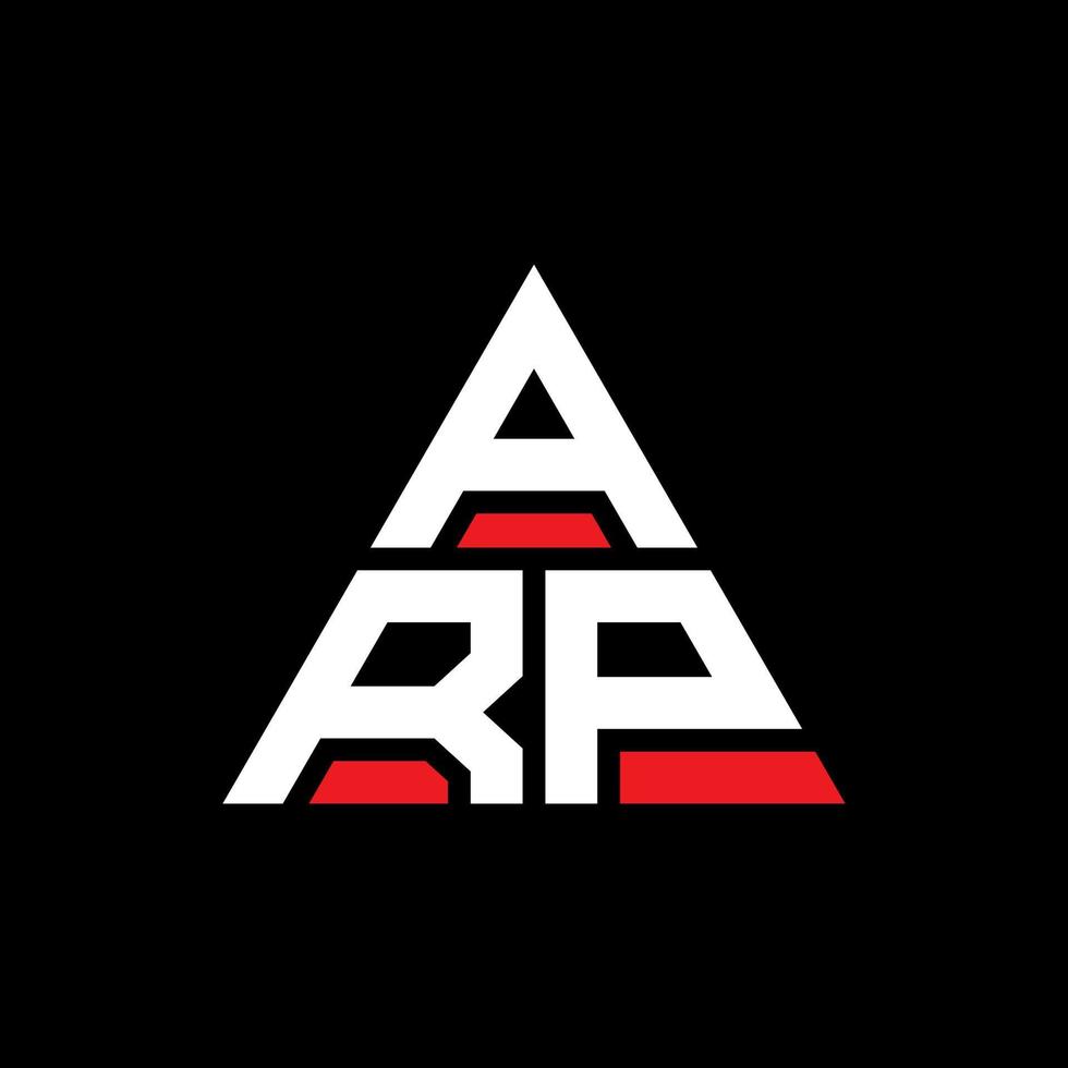 diseño de logotipo de letra triangular arp con forma de triángulo. monograma de diseño del logotipo del triángulo arp. plantilla de logotipo de vector de triángulo arp con color rojo. logotipo triangular arp logotipo simple, elegante y lujoso.