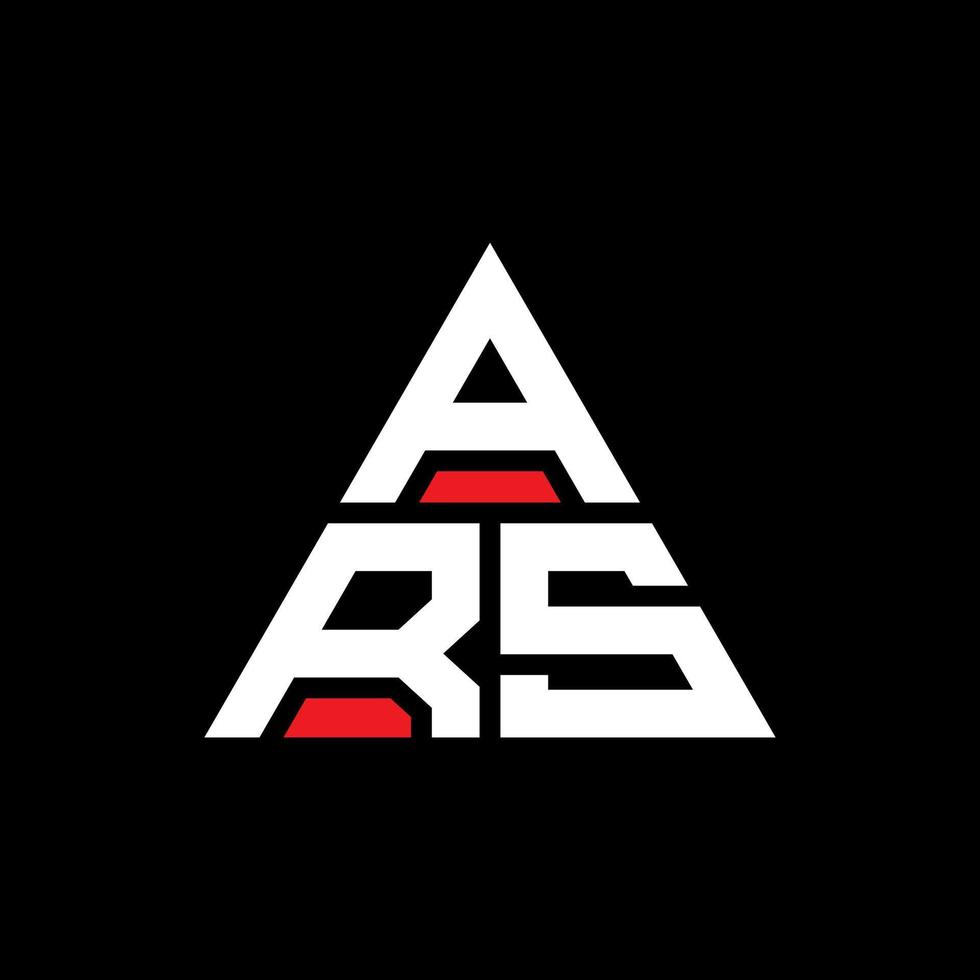 ARS triangle letter logo design with triangle shape. ARS triangle logo design monogram. ARS triangle vector logo template with red color. ARS triangular logo Simple, Elegant, and Luxurious Logo.