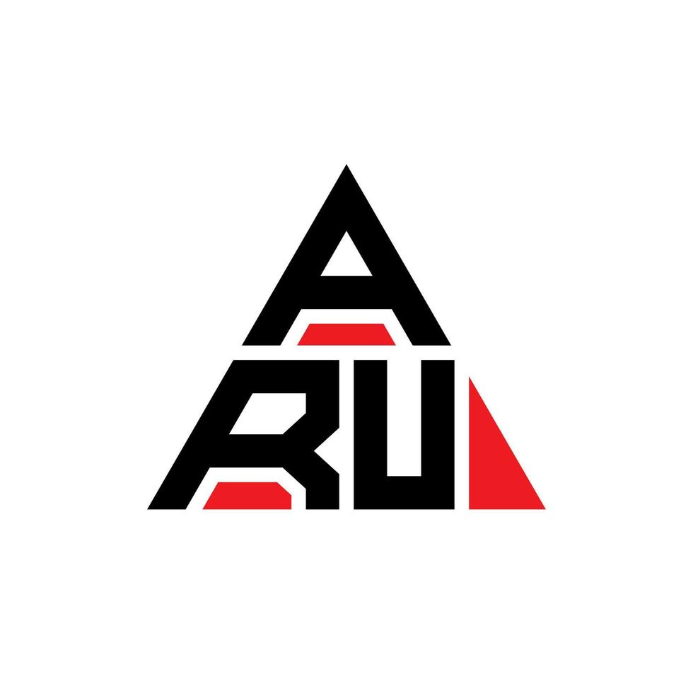 aru diseño de logotipo de letra triangular con forma de triángulo. monograma de diseño del logotipo del triángulo aru. plantilla de logotipo de vector de triángulo aru con color rojo. logotipo triangular aru logotipo simple, elegante y lujoso.