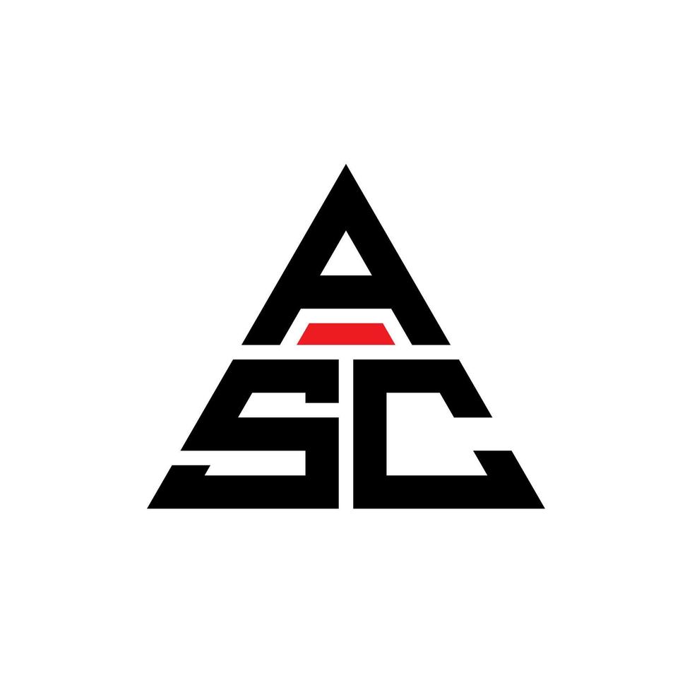 diseño de logotipo de letra de triángulo asc con forma de triángulo. monograma de diseño del logotipo del triángulo asc. plantilla de logotipo de vector de triángulo asc con color rojo. logotipo triangular asc logotipo simple, elegante y lujoso.