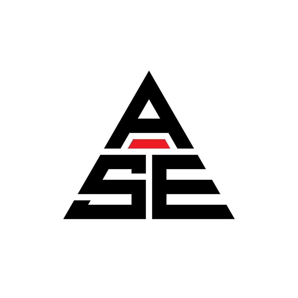 diseño de logotipo de letra triangular ase con forma de triángulo. monograma de diseño de logotipo de triángulo ase. plantilla de logotipo de vector de triángulo ase con color rojo. ase logo triangular logo simple, elegante y lujoso.