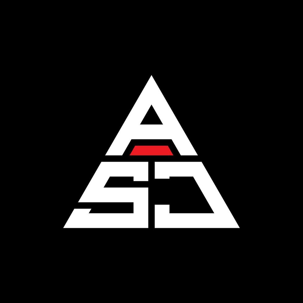 diseño de logotipo de letra triangular asj con forma de triángulo. monograma de diseño de logotipo de triángulo asj. plantilla de logotipo de vector de triángulo asj con color rojo. logotipo triangular asj logotipo simple, elegante y lujoso.