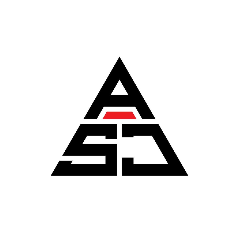 diseño de logotipo de letra triangular asj con forma de triángulo. monograma de diseño de logotipo de triángulo asj. plantilla de logotipo de vector de triángulo asj con color rojo. logotipo triangular asj logotipo simple, elegante y lujoso.