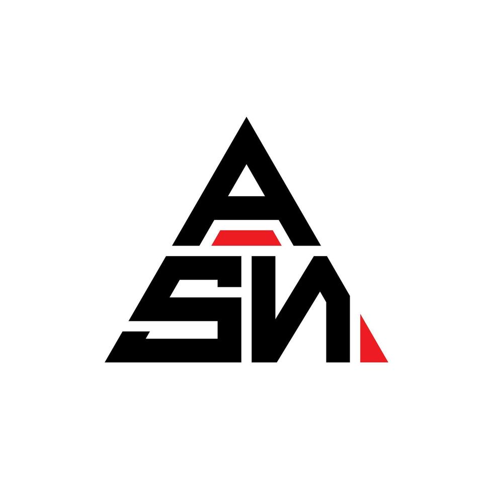 ASN triangle letter logo design with triangle shape. ASN triangle logo design monogram. ASN triangle vector logo template with red color. ASN triangular logo Simple, Elegant, and Luxurious Logo.