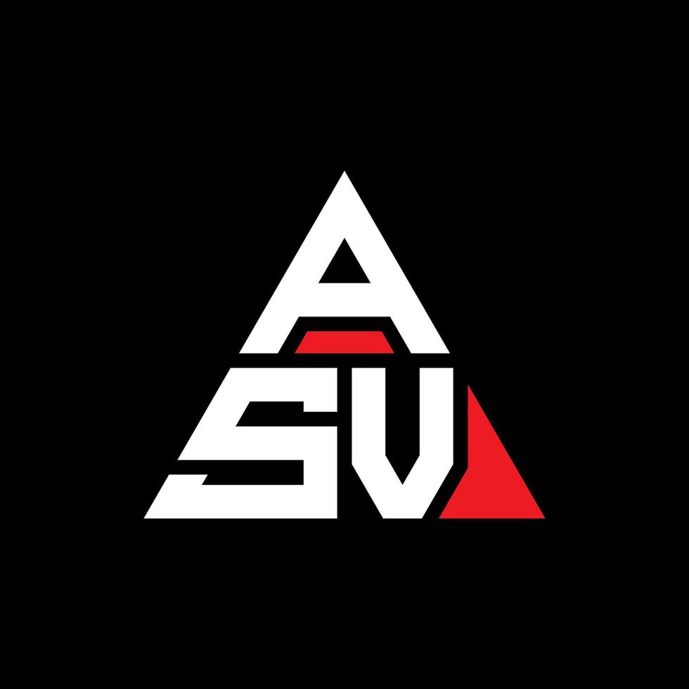 diseño de logotipo de letra triangular asv con forma de triángulo. monograma de diseño de logotipo de triángulo asv. plantilla de logotipo de vector de triángulo asv con color rojo. logotipo triangular asv logotipo simple, elegante y lujoso.