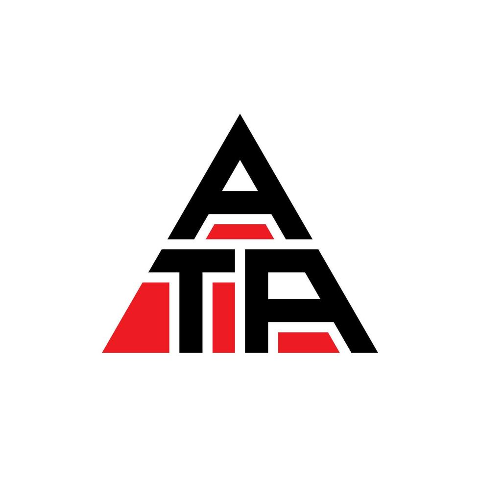 ATA triangle letter logo design with triangle shape. ATA triangle logo design monogram. ATA triangle vector logo template with red color. ATA triangular logo Simple, Elegant, and Luxurious Logo.