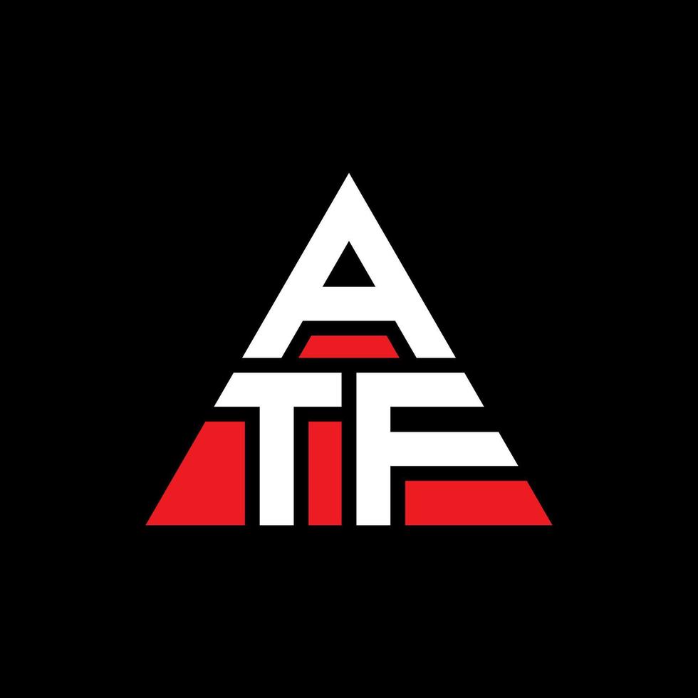 ATF triangle letter logo design with triangle shape. ATF triangle logo design monogram. ATF triangle vector logo template with red color. ATF triangular logo Simple, Elegant, and Luxurious Logo.