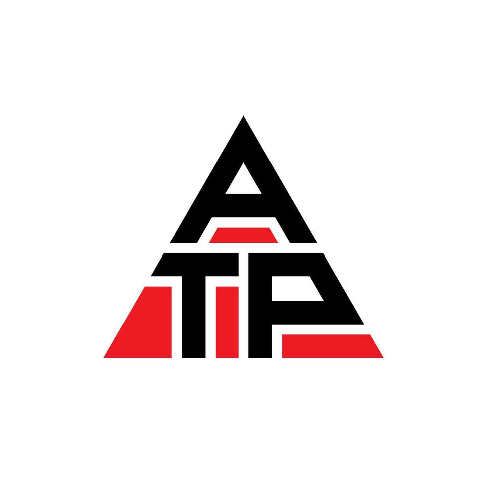 ATP triangle letter logo design with triangle shape. ATP triangle logo design monogram. ATP triangle vector logo template with red color. ATP triangular logo Simple, Elegant, and Luxurious Logo.