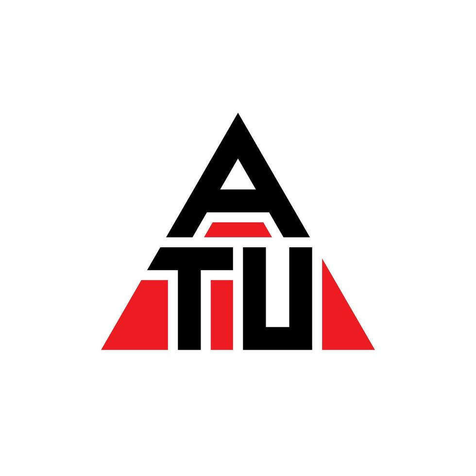 atu diseño de logotipo de letra triangular con forma de triángulo. monograma de diseño de logotipo de triángulo atu. plantilla de logotipo de vector de triángulo atu con color rojo. logotipo triangular atu logotipo simple, elegante y lujoso.