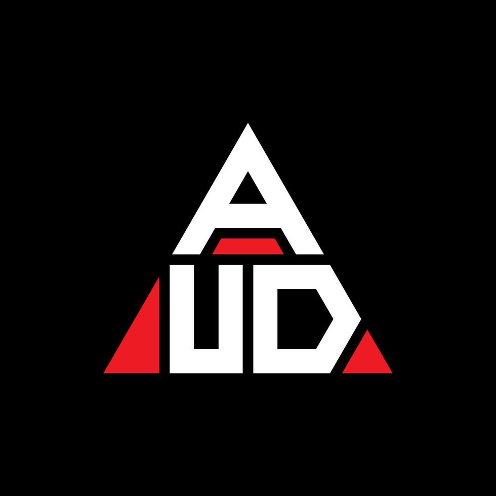 diseño de logotipo de letra de triángulo aud con forma de triángulo. monograma de diseño de logotipo de triángulo aud. plantilla de logotipo de vector de triángulo aud con color rojo. logo triangular aud logo simple, elegante y lujoso.