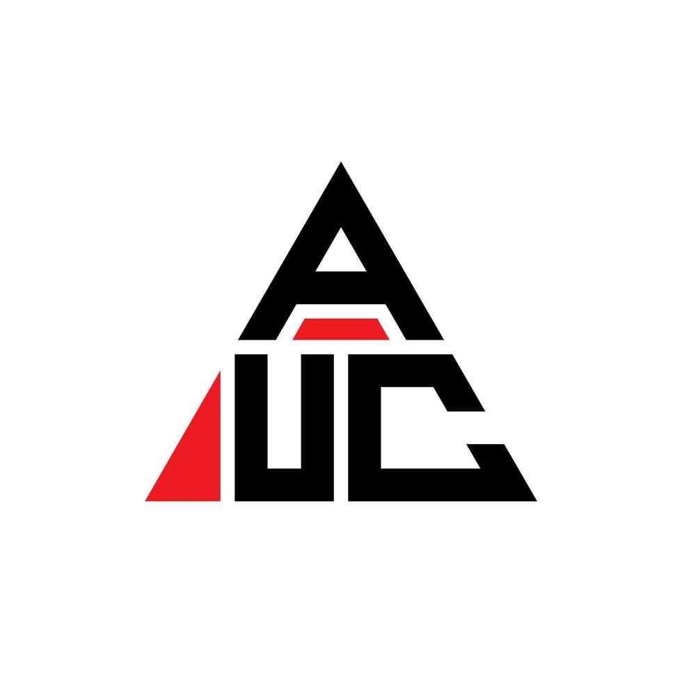 diseño de logotipo de letra triangular auc con forma de triángulo. monograma de diseño del logotipo del triángulo auc. plantilla de logotipo de vector de triángulo auc con color rojo. logotipo triangular auc logotipo simple, elegante y lujoso.