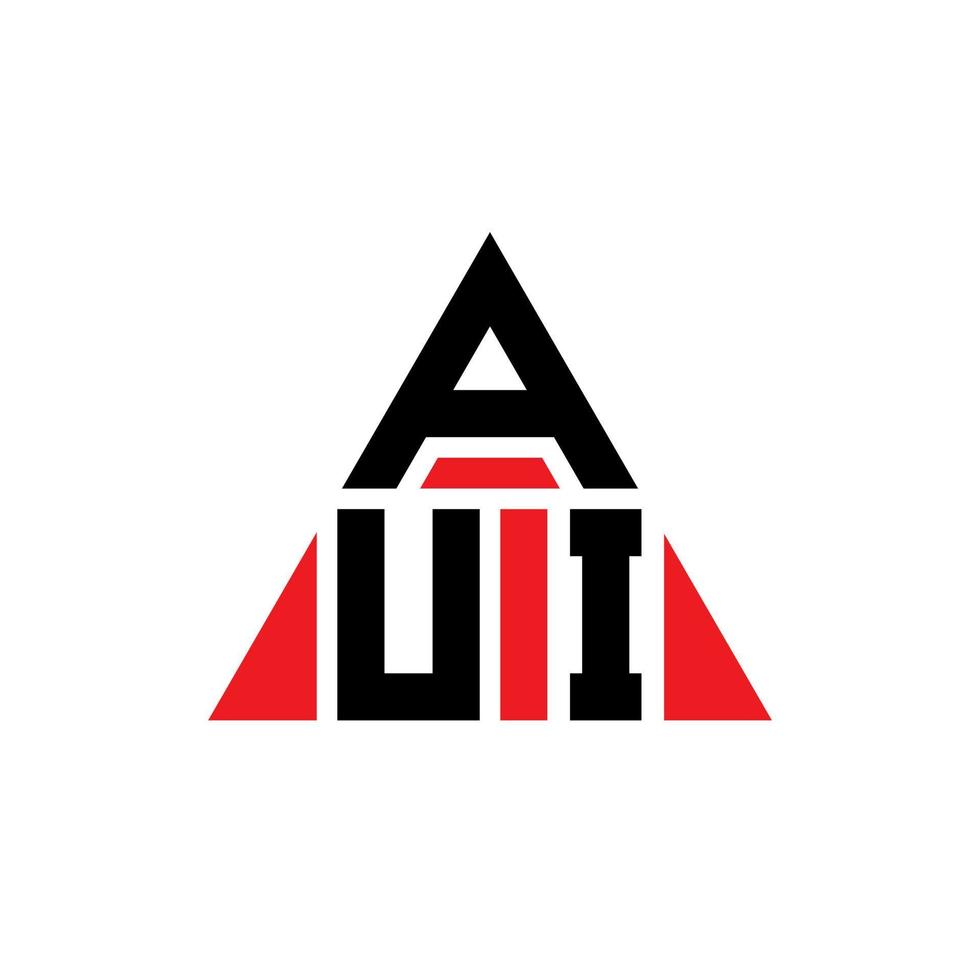 diseño de logotipo de letra triangular aui con forma de triángulo. monograma de diseño del logotipo del triángulo aui. plantilla de logotipo de vector de triángulo aui con color rojo. logotipo triangular aui logotipo simple, elegante y lujoso.