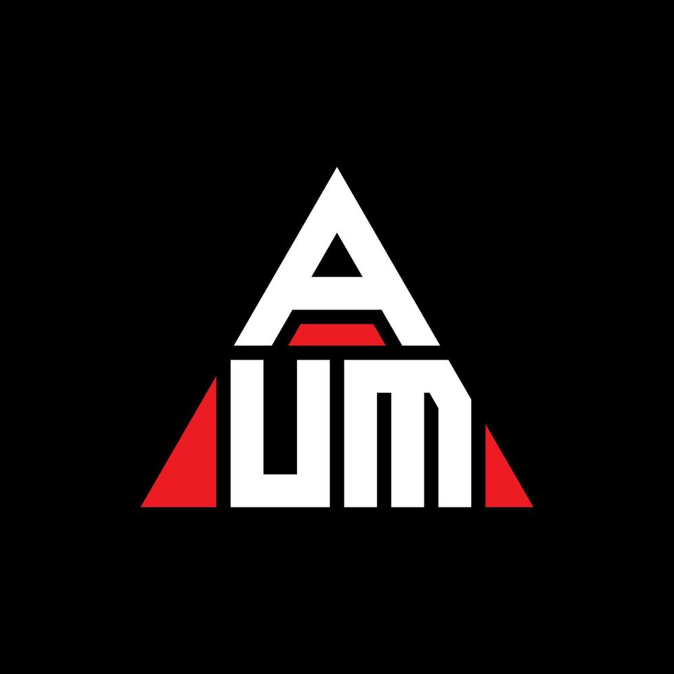 AUM triangle letter logo design with triangle shape. AUM triangle logo design monogram. AUM triangle vector logo template with red color. AUM triangular logo Simple, Elegant, and Luxurious Logo.