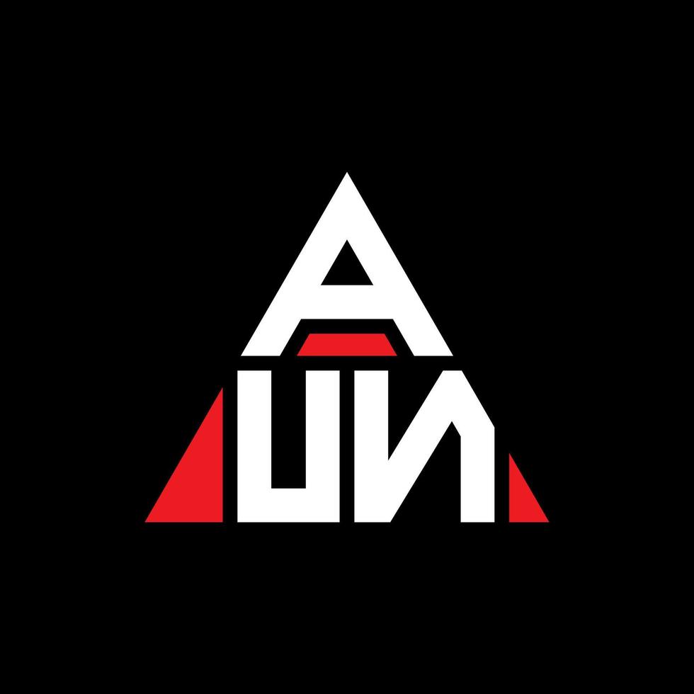 AUN triangle letter logo design with triangle shape. AUN triangle logo design monogram. AUN triangle vector logo template with red color. AUN triangular logo Simple, Elegant, and Luxurious Logo.