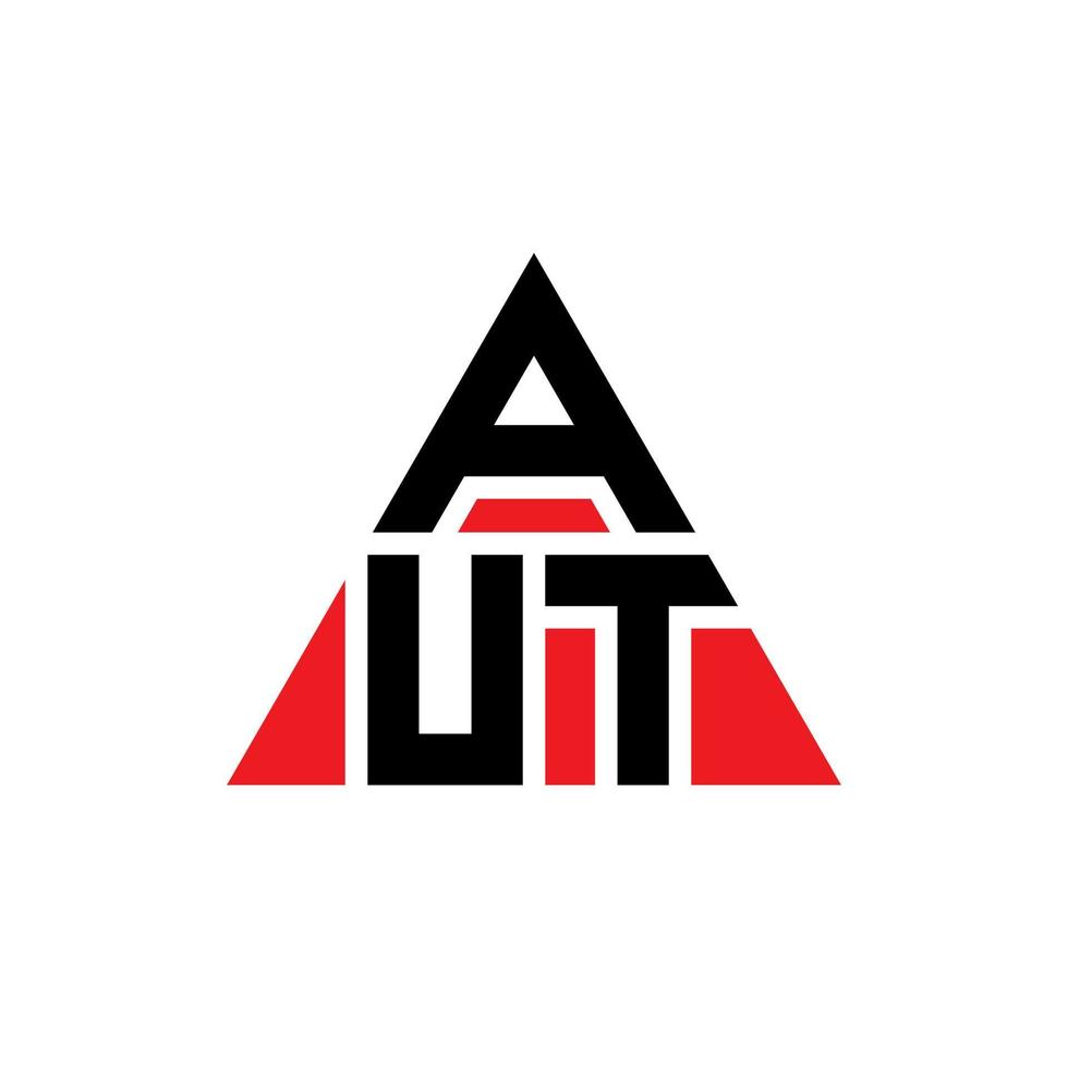 diseño de logotipo de letra de triángulo aut con forma de triángulo. monograma de diseño de logotipo de triángulo aut. plantilla de logotipo de vector de triángulo aut con color rojo. logo triangular aut logo simple, elegante y lujoso.