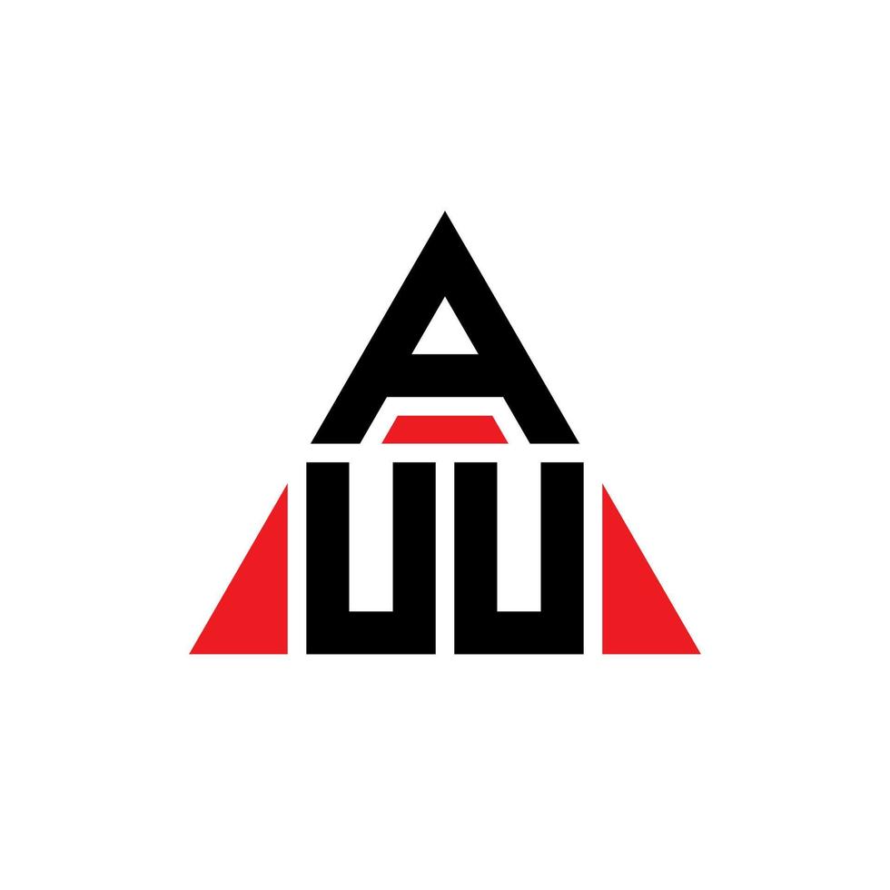 AUU triangle letter logo design with triangle shape. AUU triangle logo design monogram. AUU triangle vector logo template with red color. AUU triangular logo Simple, Elegant, and Luxurious Logo.