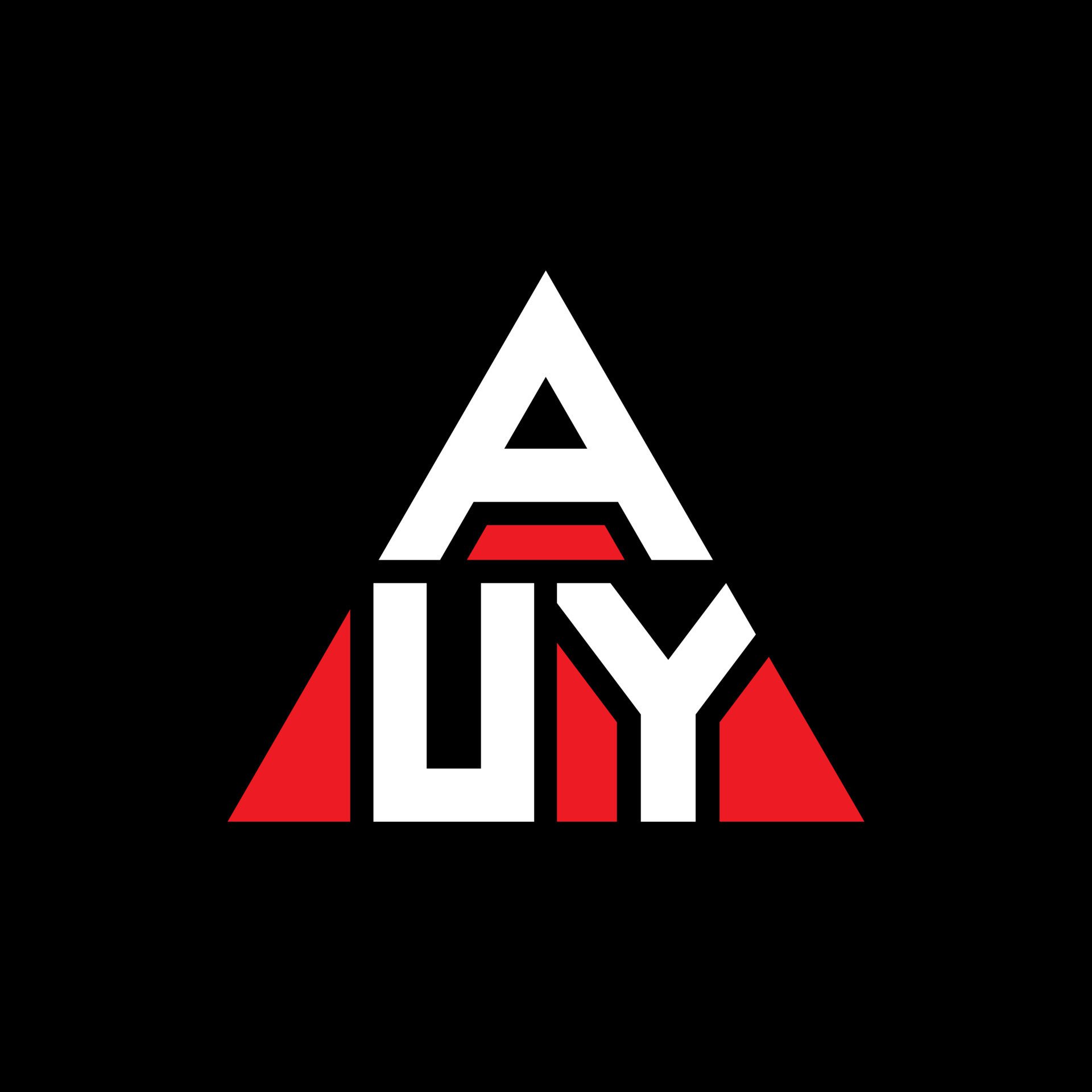 AUY triangle letter logo design with triangle shape. AUY triangle logo