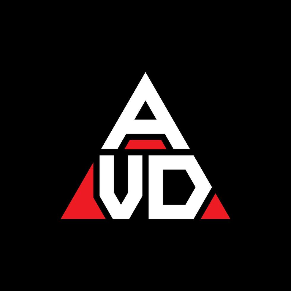 diseño de logotipo de letra de triángulo avd con forma de triángulo. monograma de diseño de logotipo de triángulo avd. plantilla de logotipo de vector de triángulo avd con color rojo. logo triangular avd logo simple, elegante y lujoso.