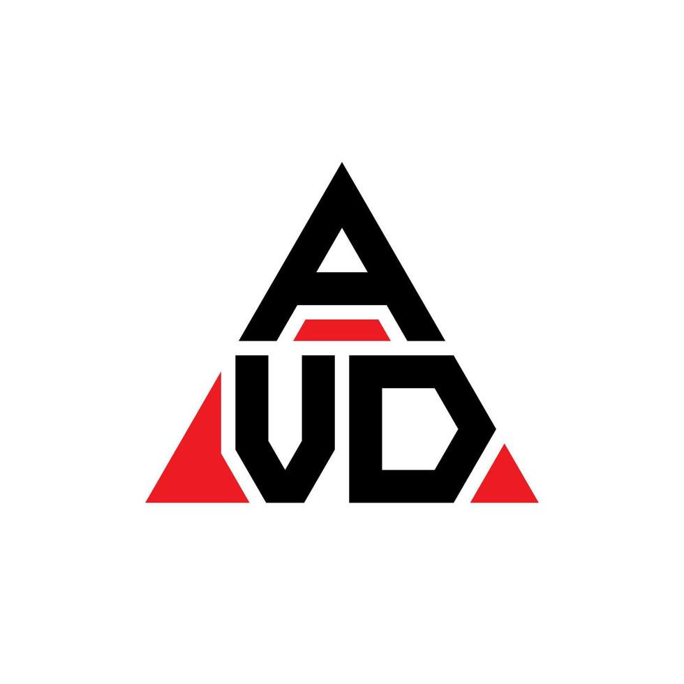 AVD triangle letter logo design with triangle shape. AVD triangle logo design monogram. AVD triangle vector logo template with red color. AVD triangular logo Simple, Elegant, and Luxurious Logo.