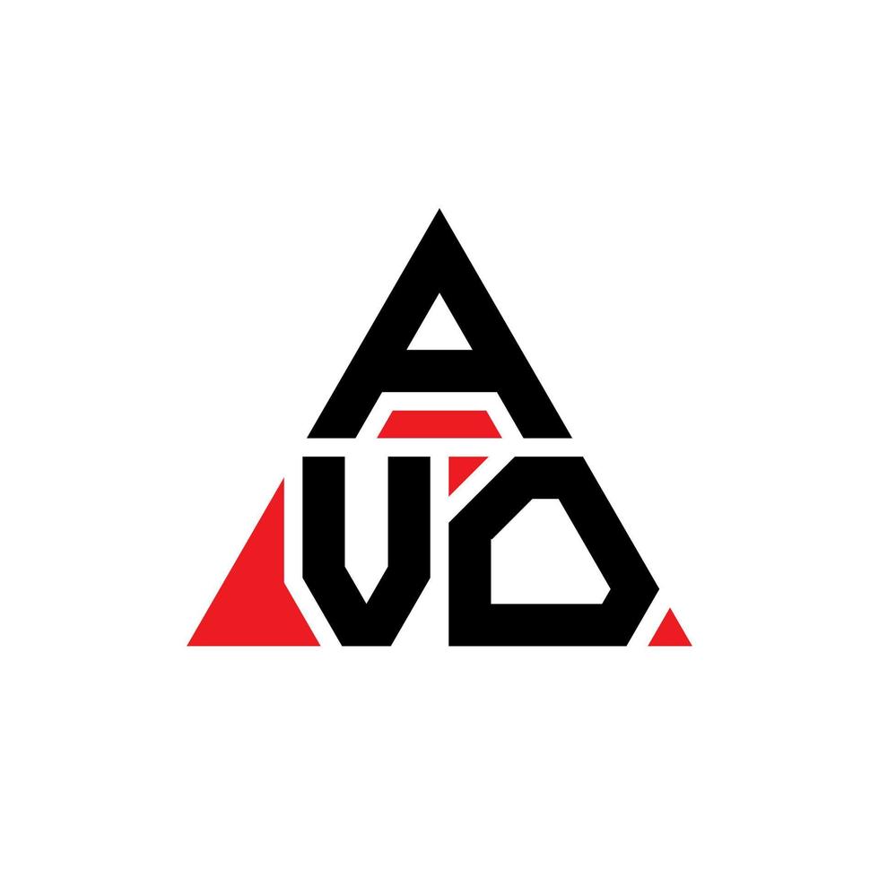 AVO triangle letter logo design with triangle shape. AVO triangle logo design monogram. AVO triangle vector logo template with red color. AVO triangular logo Simple, Elegant, and Luxurious Logo.