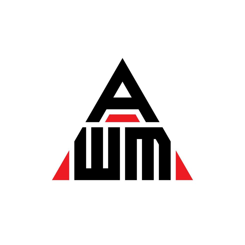 AWM triangle letter logo design with triangle shape. AWM triangle logo design monogram. AWM triangle vector logo template with red color. AWM triangular logo Simple, Elegant, and Luxurious Logo.