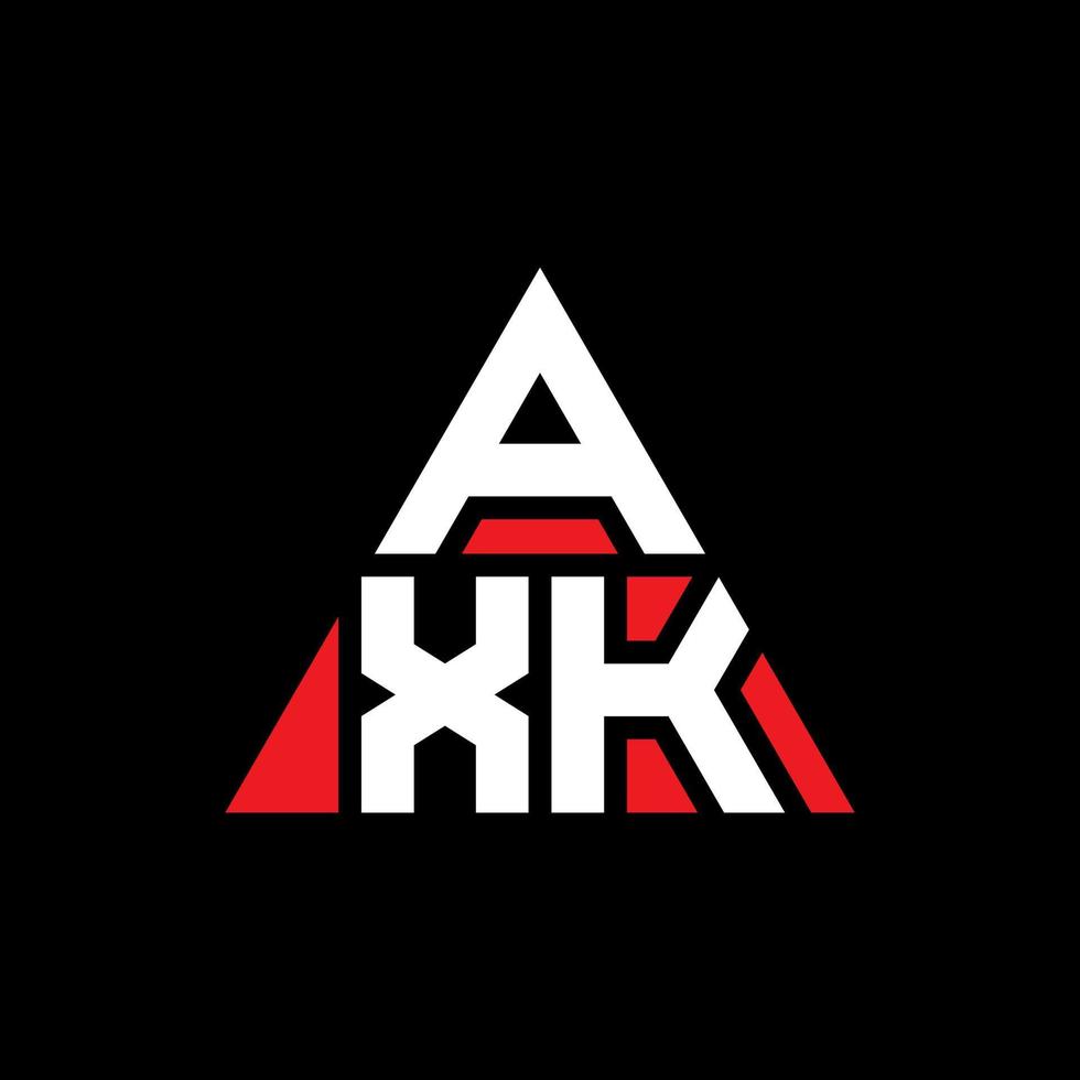 AXK triangle letter logo design with triangle shape. AXK triangle logo design monogram. AXK triangle vector logo template with red color. AXK triangular logo Simple, Elegant, and Luxurious Logo.