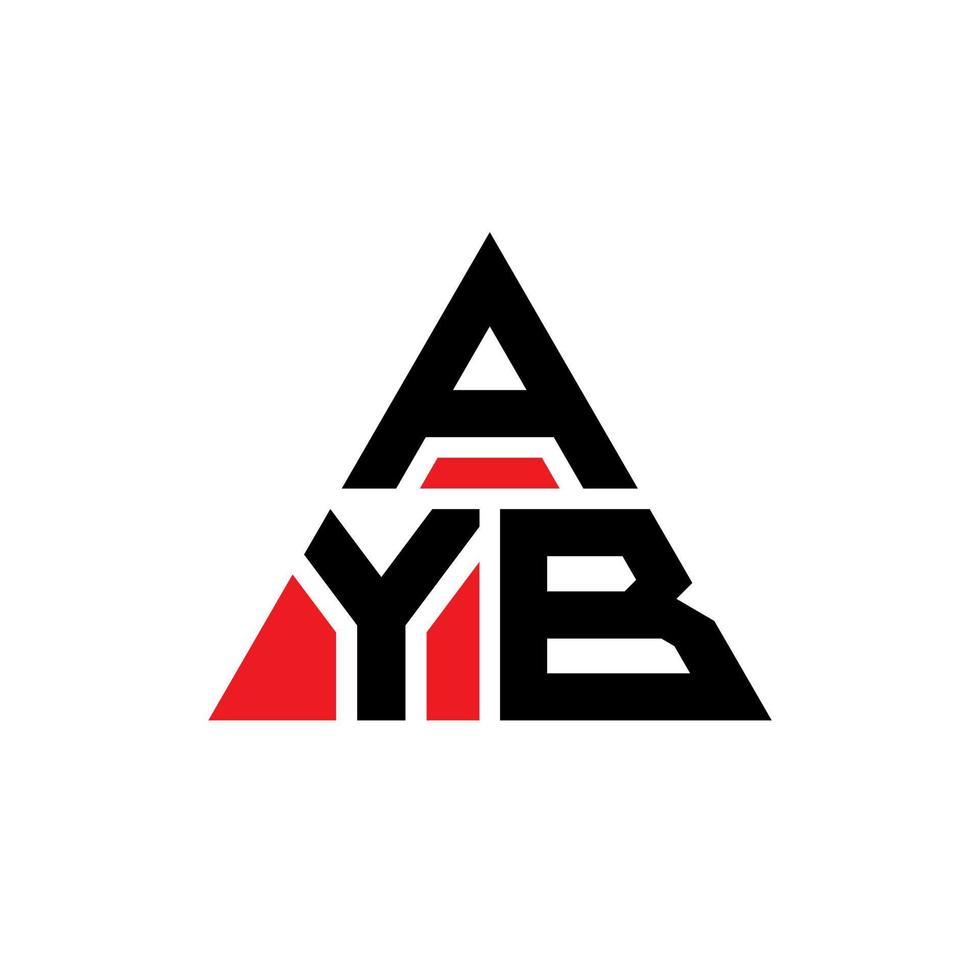 AYB triangle letter logo design with triangle shape. AYB triangle logo design monogram. AYB triangle vector logo template with red color. AYB triangular logo Simple, Elegant, and Luxurious Logo.