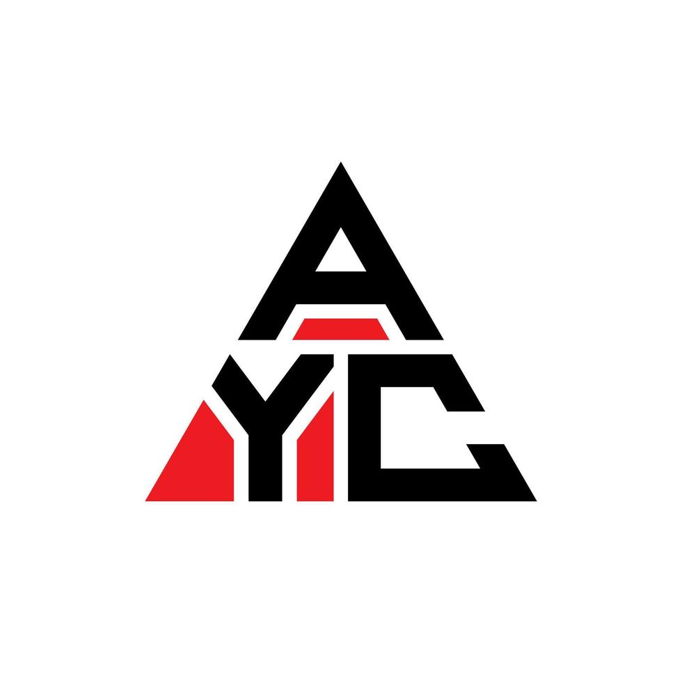 AYC triangle letter logo design with triangle shape. AYC triangle logo design monogram. AYC triangle vector logo template with red color. AYC triangular logo Simple, Elegant, and Luxurious Logo.