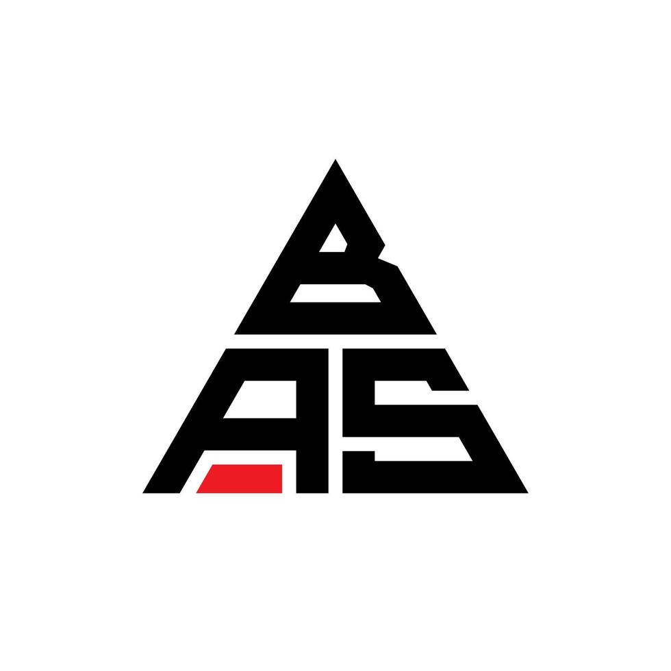 diseño de logotipo de letra bas triángulo con forma de triángulo. monograma de diseño del logotipo del triángulo bas. plantilla de logotipo de vector de triángulo bas con color rojo. logo triangular bas logo simple, elegante y lujoso.