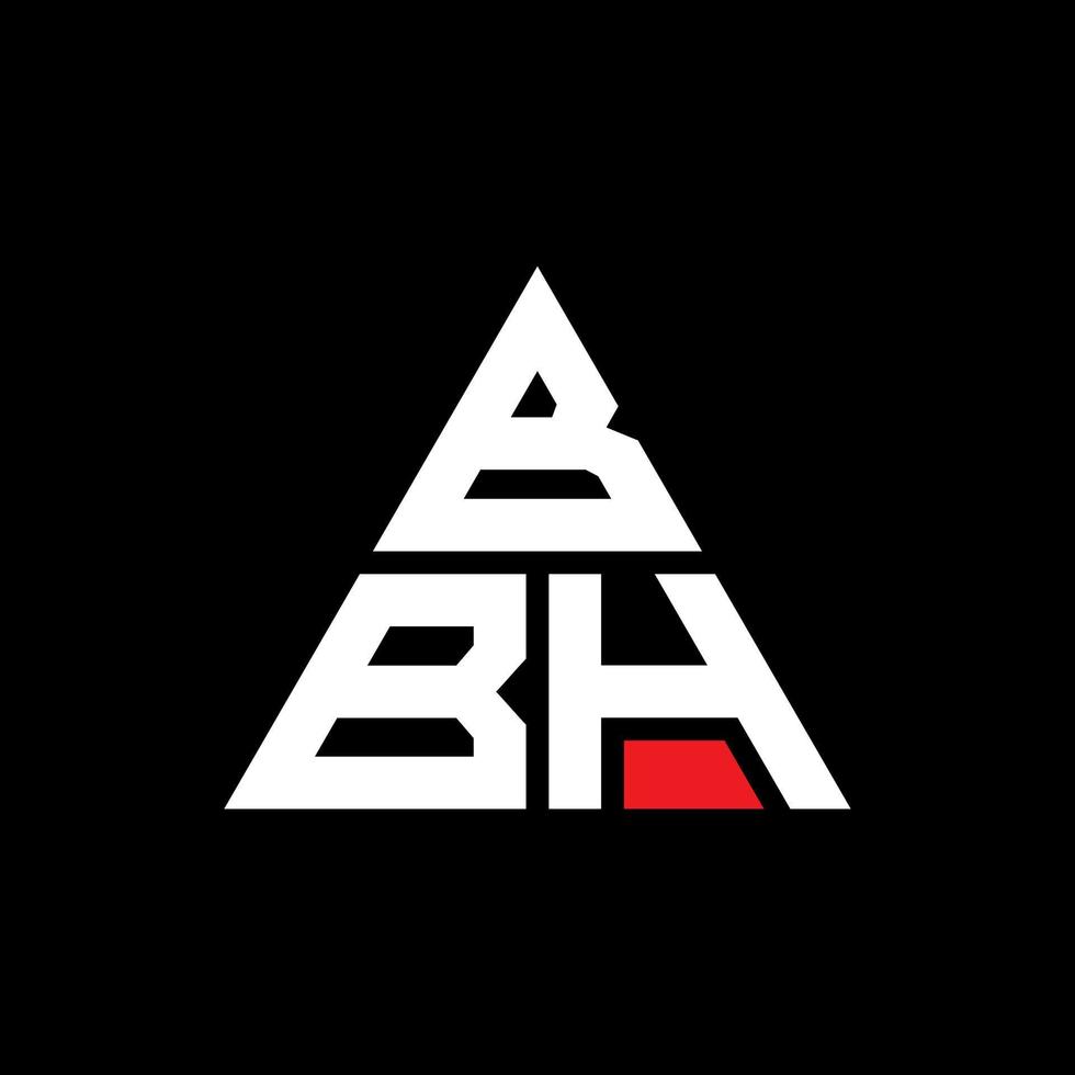 BBH triangle letter logo design with triangle shape. BBH triangle logo design monogram. BBH triangle vector logo template with red color. BBH triangular logo Simple, Elegant, and Luxurious Logo.