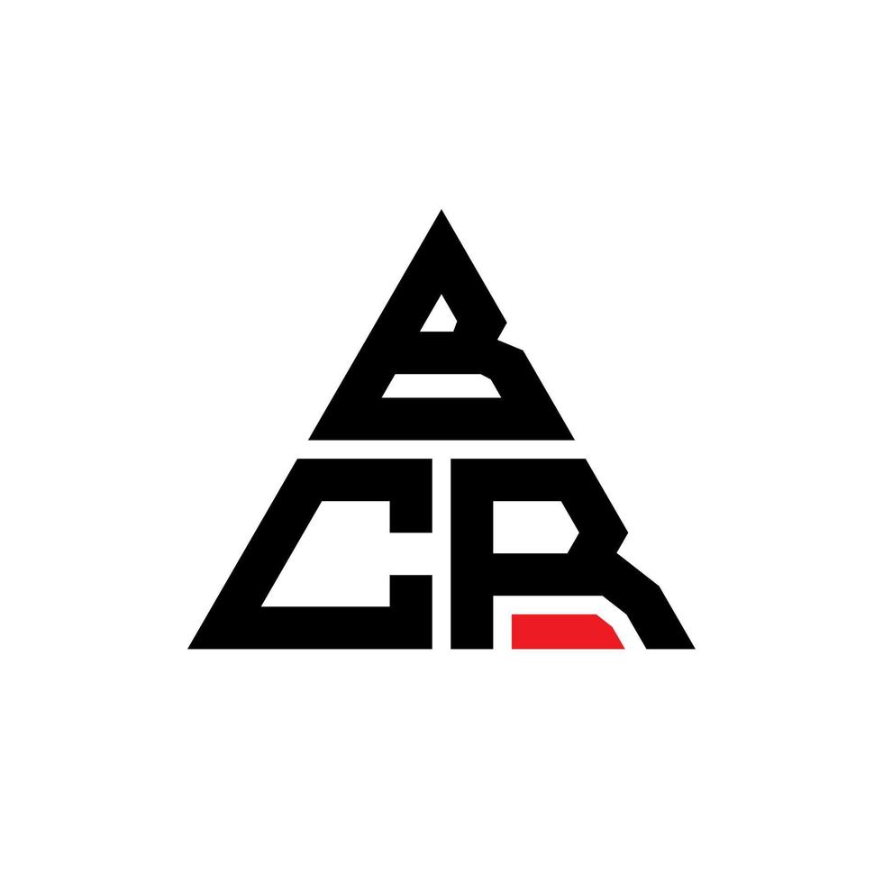 diseño de logotipo de letra de triángulo bcr con forma de triángulo. monograma de diseño del logotipo del triángulo bcr. plantilla de logotipo de vector de triángulo bcr con color rojo. logotipo triangular bcr logotipo simple, elegante y lujoso.