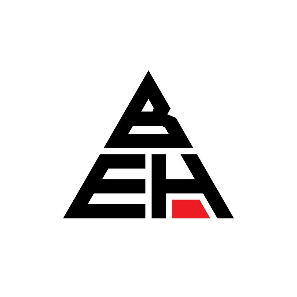 beh diseño de logotipo de letra triangular con forma de triángulo. monograma de diseño del logotipo del triángulo beh. plantilla de logotipo de vector de triángulo beh con color rojo. logo triangular beh logo simple, elegante y lujoso.