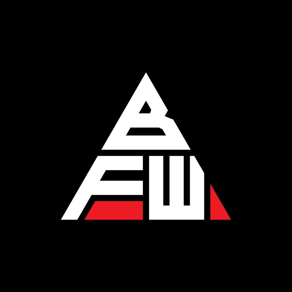 BFW triangle letter logo design with triangle shape. BFW triangle logo design monogram. BFW triangle vector logo template with red color. BFW triangular logo Simple, Elegant, and Luxurious Logo.