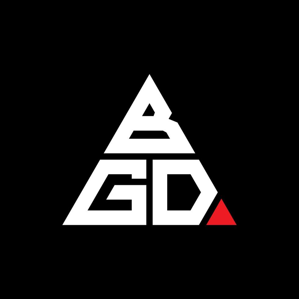 BGD triangle letter logo design with triangle shape. BGD triangle logo design monogram. BGD triangle vector logo template with red color. BGD triangular logo Simple, Elegant, and Luxurious Logo.