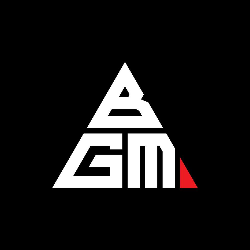 BGM triangle letter logo design with triangle shape. BGM triangle logo design monogram. BGM triangle vector logo template with red color. BGM triangular logo Simple, Elegant, and Luxurious Logo.