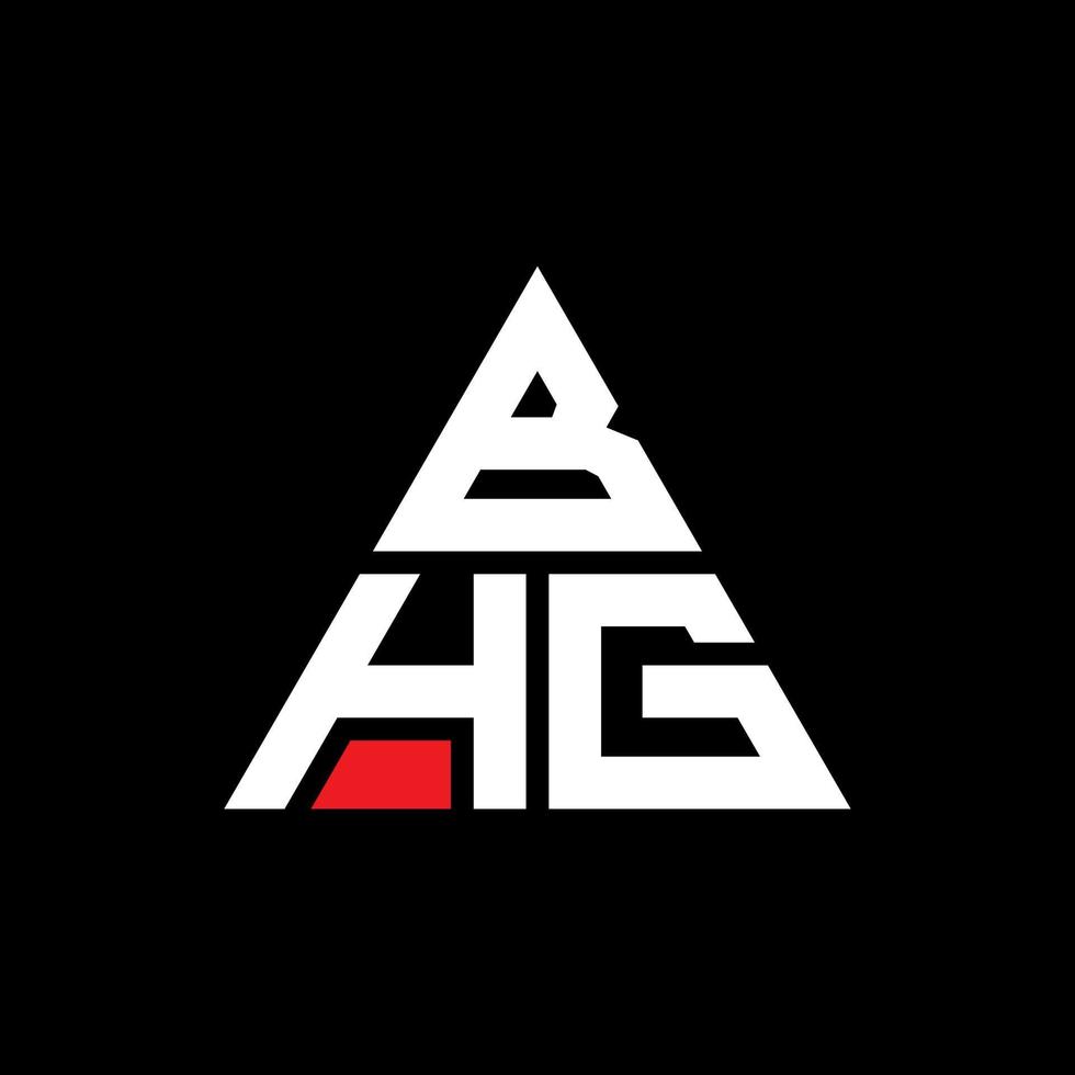 BHG triangle letter logo design with triangle shape. BHG triangle logo design monogram. BHG triangle vector logo template with red color. BHG triangular logo Simple, Elegant, and Luxurious Logo.