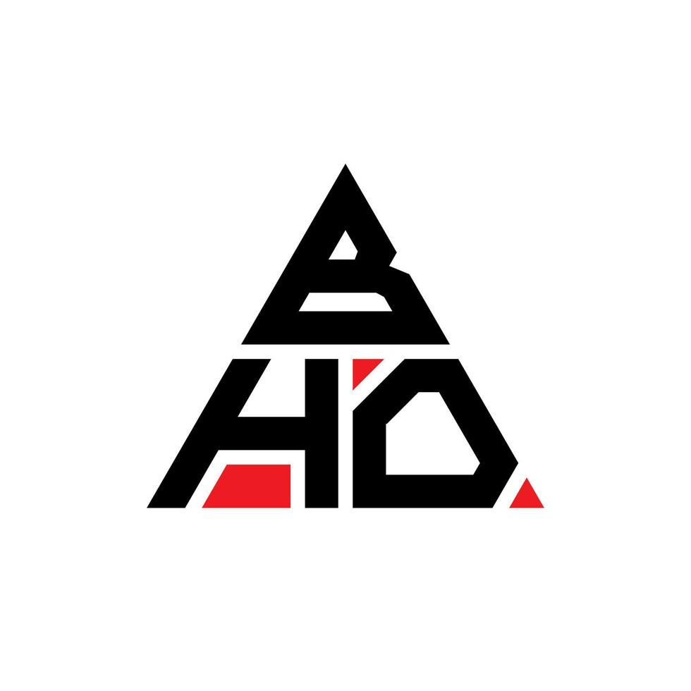 diseño de logotipo de letra triangular bho con forma de triángulo. monograma de diseño de logotipo de triángulo bho. plantilla de logotipo de vector de triángulo bho con color rojo. logotipo triangular bho logotipo simple, elegante y lujoso.