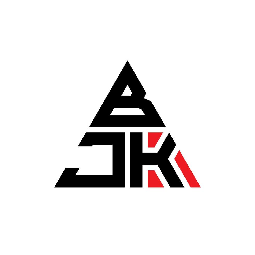 BJK triangle letter logo design with triangle shape. BJK triangle logo design monogram. BJK triangle vector logo template with red color. BJK triangular logo Simple, Elegant, and Luxurious Logo.
