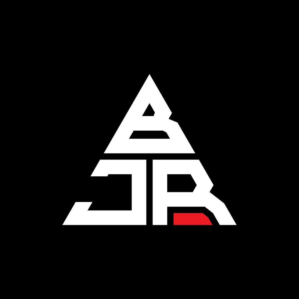 BJR triangle letter logo design with triangle shape. BJR triangle logo design monogram. BJR triangle vector logo template with red color. BJR triangular logo Simple, Elegant, and Luxurious Logo.