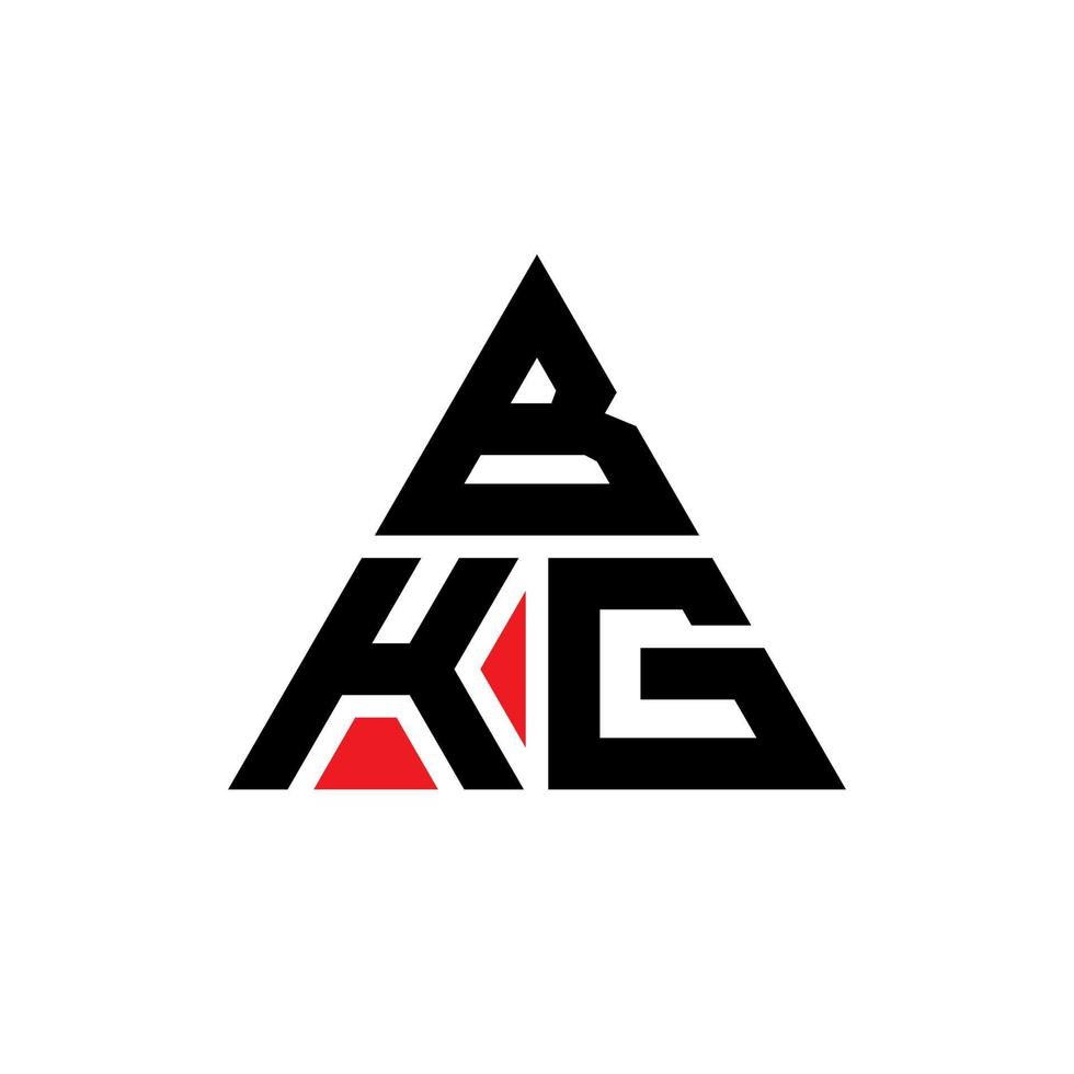 BKG triangle letter logo design with triangle shape. BKG triangle logo design monogram. BKG triangle vector logo template with red color. BKG triangular logo Simple, Elegant, and Luxurious Logo.