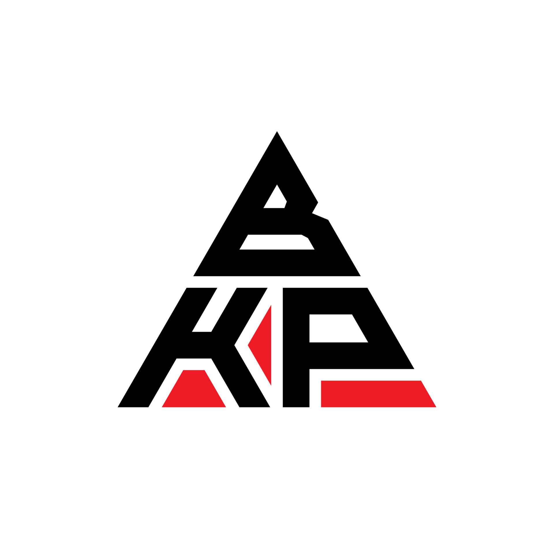 BKP triangle letter logo design with triangle shape. BKP triangle logo