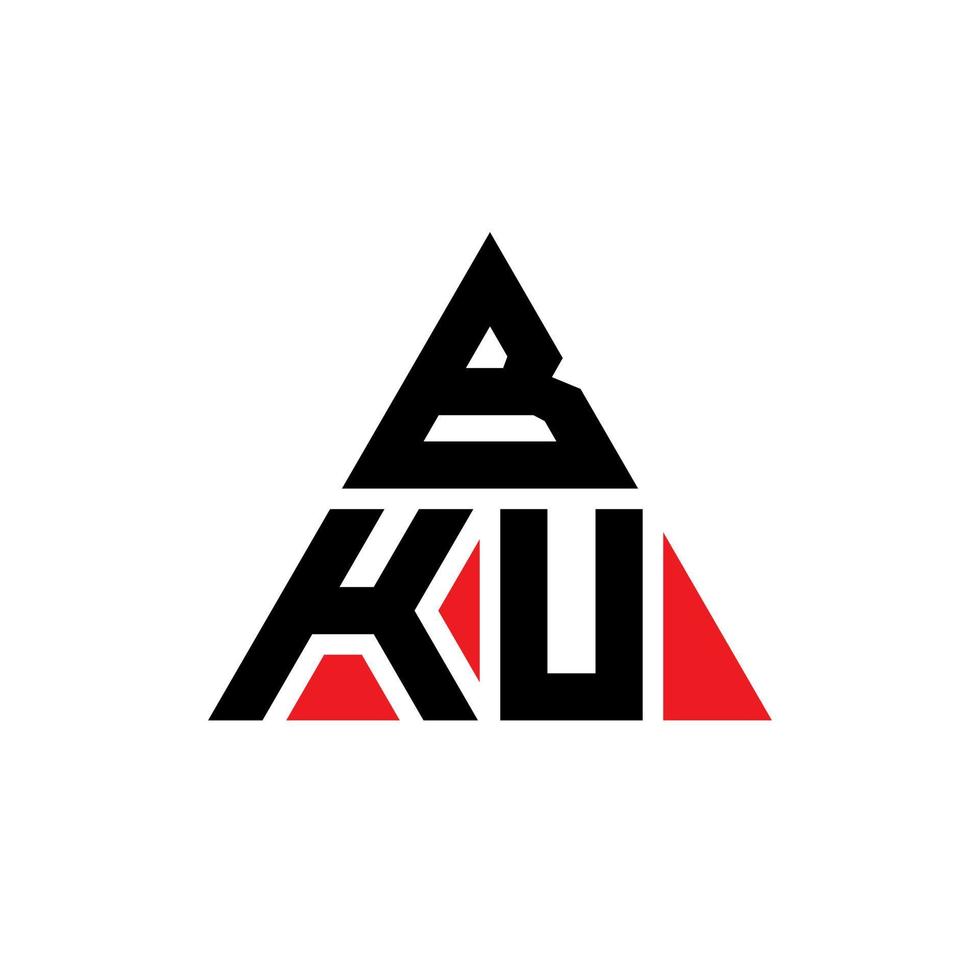 BKU triangle letter logo design with triangle shape. BKU triangle logo design monogram. BKU triangle vector logo template with red color. BKU triangular logo Simple, Elegant, and Luxurious Logo.