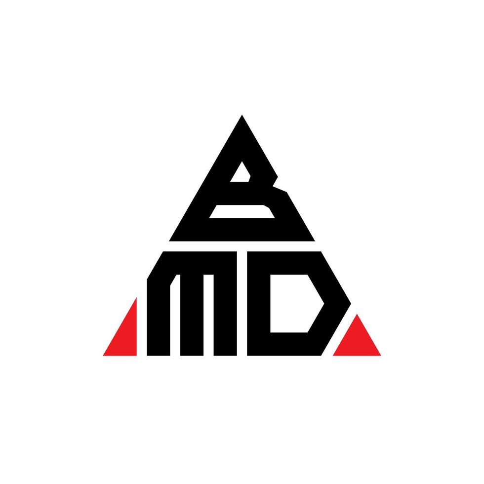 diseño de logotipo de letra de triángulo bmd con forma de triángulo. monograma de diseño de logotipo de triángulo bmd. plantilla de logotipo de vector de triángulo bmd con color rojo. logotipo triangular bmd logotipo simple, elegante y lujoso.