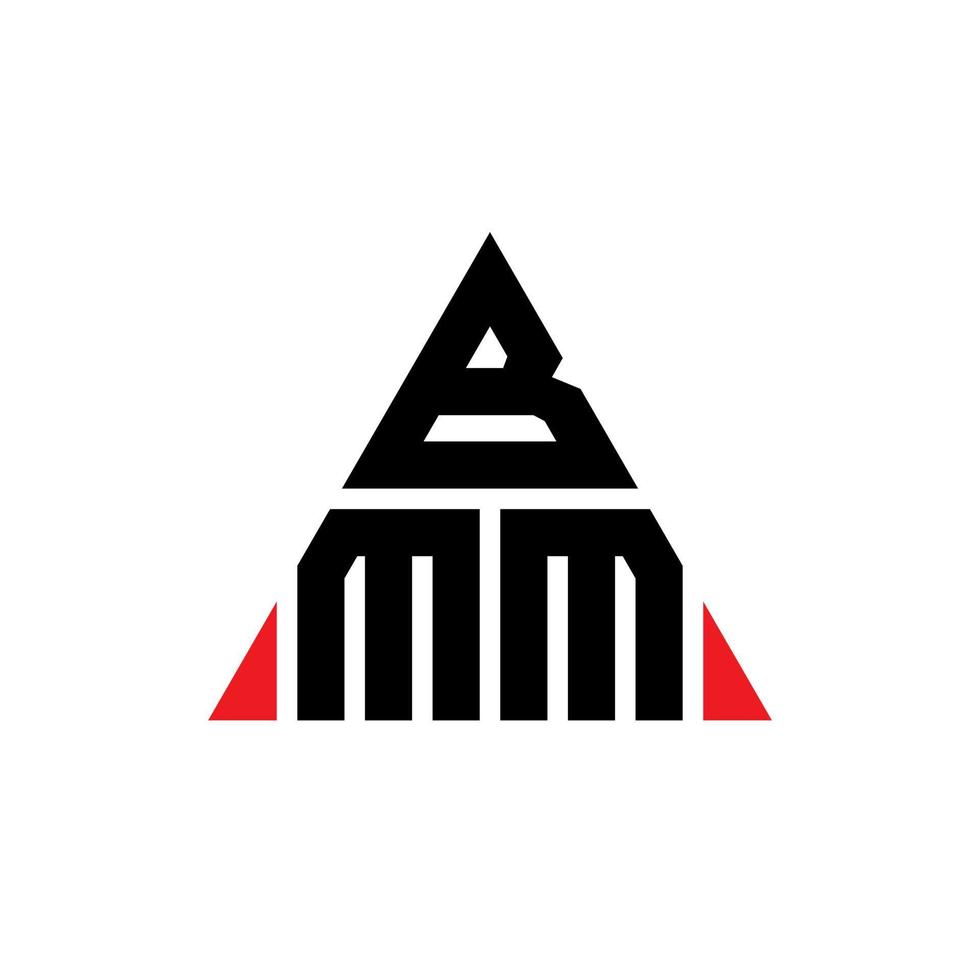 diseño de logotipo de letra triangular bmm con forma de triángulo. monograma de diseño de logotipo de triángulo bmm. plantilla de logotipo de vector de triángulo bmm con color rojo. logotipo triangular bmm logotipo simple, elegante y lujoso.