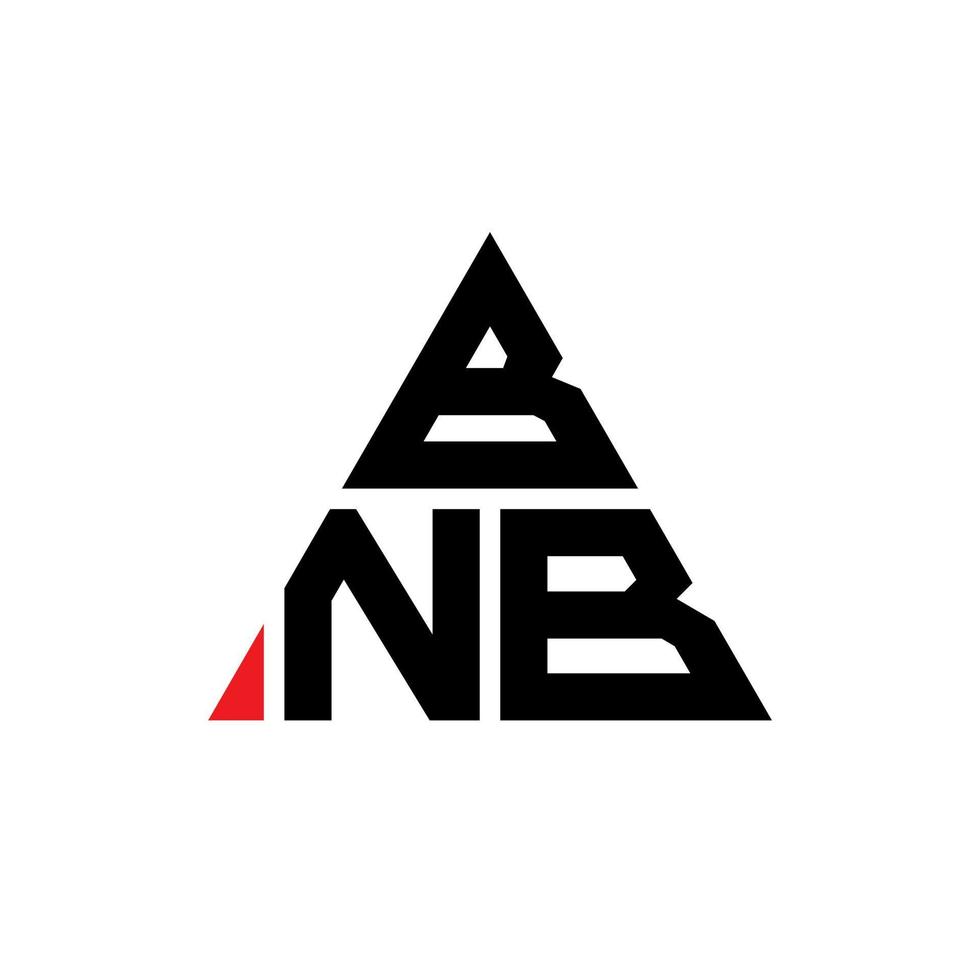 BNB triangle letter logo design with triangle shape. BNB triangle logo design monogram. BNB triangle vector logo template with red color. BNB triangular logo Simple, Elegant, and Luxurious Logo.