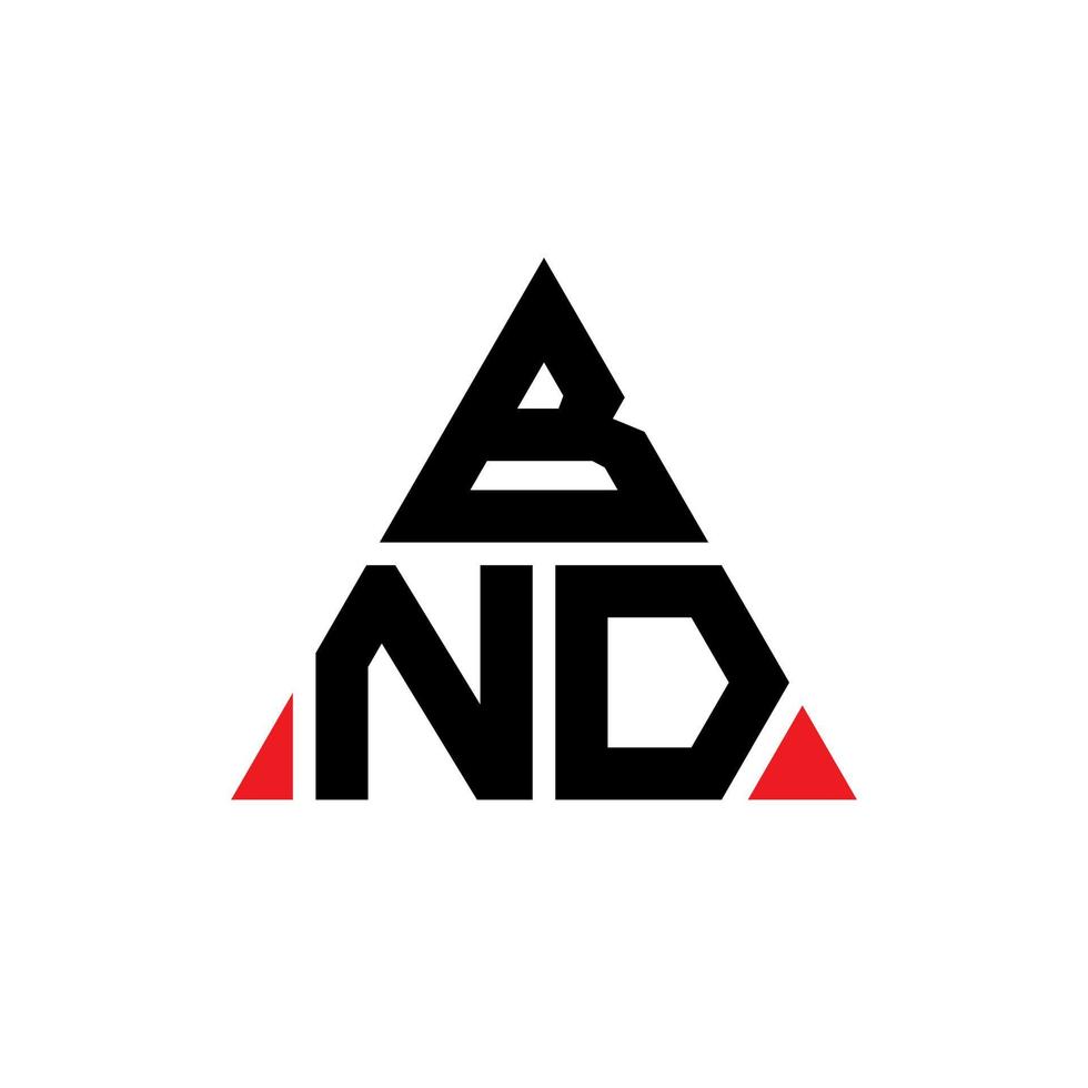 diseño de logotipo de letra de triángulo bnd con forma de triángulo. monograma de diseño de logotipo de triángulo bnd. plantilla de logotipo de vector de triángulo bnd con color rojo. logo triangular bnd logo simple, elegante y lujoso.