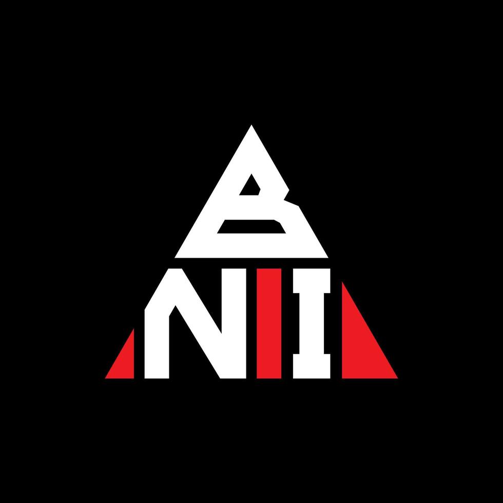 BNI triangle letter logo design with triangle shape. BNI triangle logo design monogram. BNI triangle vector logo template with red color. BNI triangular logo Simple, Elegant, and Luxurious Logo.